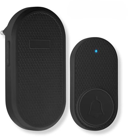 Timbre Inalámbrico para Exterior Impermeable – Largo Alcance 150m, Volumen Ajustable con 32 Melodías, Fácil Instalación sin Cables, Pulsador Timbre Casa Ideal para Puerta, Oficina y Negocios