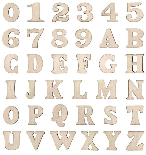 204 Stück Holzbuchstaben Klein Und Holznummern Buchstaben, Holz 15mm Buchstaben Holz DIY Holzbuchstaben Basteln Mini Hölzerne Großbuchstaben Und Zahlen Hochzeit Party Kunsthandwerk DIY Dekoration