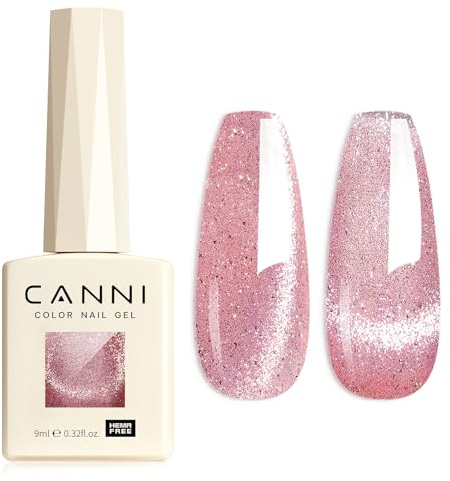 CANNI UV Gel Nagellack Cat Eyes Glitzer Nagellack | Schwarz-Violett Glitzer Farbgel Gelnägel UV Lack Soak Off Gel Nail Polish gellack für UV Lampe