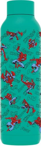QUOKKA SOLID X MARVEL Thermosflasche aus Edelstahl, doppelwandig, Spiderman Retro Comic