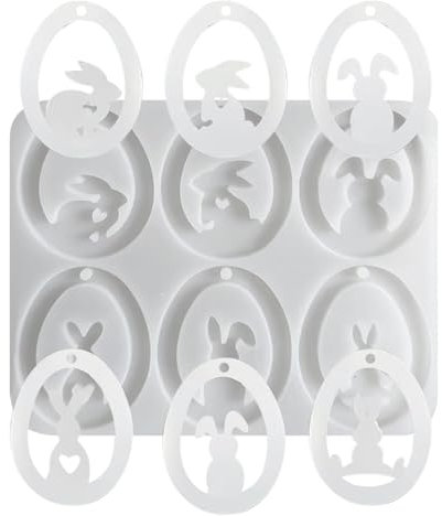 Kioriur Molde de silicona para huevos de Pascua,Moldes para huevos de Pascua - Moldes de Arcilla Moldes de Silicona - Moldes de resina para huevos de Pascua de 6 cavidades, molde de yeso, adorno de