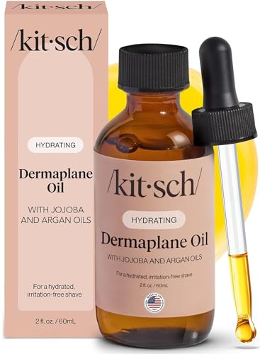 Kitsch Dermaplane Face Oil with Jojoba & Argan Oil – Hydrating Facial Formula for Dermaplaning Tool, Gua Sha & Razor Use – Irritation-Free Shave Oil for Soft, Radiant Skin – 60ml