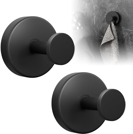 2 Pezzi Ganci a Ventosa Super Resistenti, Ganci Ventosa Bagno, Supportano Fino a 5 kg, Impermeabile, Resistenti all'Umidità e alla Ruggine (Nero)