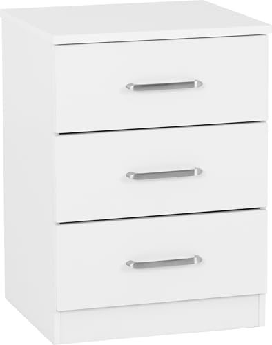 Seconique Dakota 3 Drawer Bedside in White