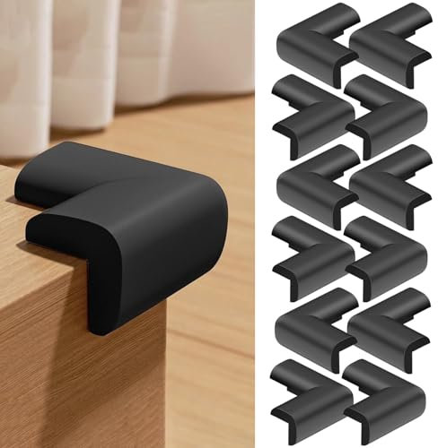 Fine jade2 12 Stück Kantenschutz Selbstklebend Eckenschutz Kantenschutz Baby mit 3M-Bi-Kleber für Tisch Möbel & Ecken Corner Protector Schwarz