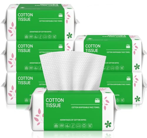 Disposable Face Wipes 600 Count, Face Towels for Sensitive Skin, Ultra Soft & Thick Face Cloths, Dry Baby Wipes for Skincare, Cleansing and Makeup Remover (PEARL PATTERN)