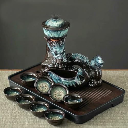 LIUXIN 1 Set, Kreatives Tee-Lazy-Set, Halbautomatische Teekanne, Drache Magnetisches Rotierendes Tee-Wasserleitungsset, Kung Chinese Fu Teeset