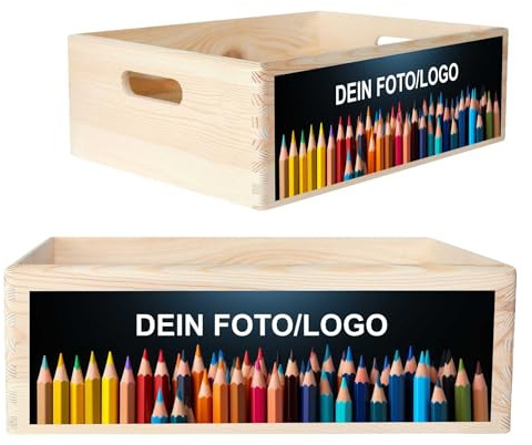 Creative Deco Personalisiert Geschenke Fotogeschenke Holzkiste ohne Deckel | Dein Eigenes Foto und Bild Individuelles Geschenk | Geschenkkiste Geschenkbox | Für Frauen, Männer, Paar | 40 x 30 x 14 cm