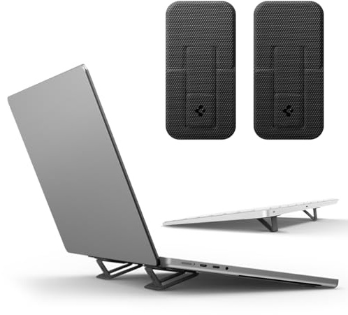 Spigen Slim Fold Soporte Portátil [2 Piezas] Ultrafino y Plegable para Ordenador, Elevador para Laptop con Ángulo ergonómico Doble, Antideslizante, Compatible con MacBook Pro/Air/Neo u y iPad 11-16