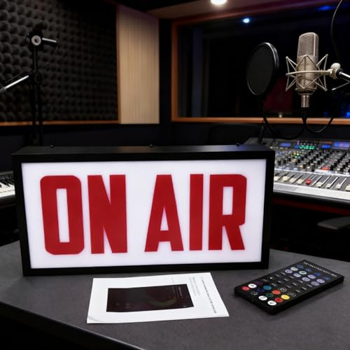 En el aire LED Sign Light con luz roja brillante, muchos modos de iluminación interruptor remoto inalámbrico, para streaming de juegos YouTube Podcast Studios Creadores de contenido comercial