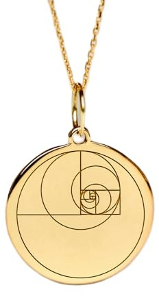 LKBEADS Halskette aus 925er Sterlingsilber, 22–24 mm, 45,7 cm Kette, Fibonacci-Halskette, Fibonacci-Anhänger, zierlicher Fibonacci-Anhänger, handgefertigter Schmuck mit Vergoldung, L_02168