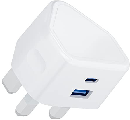 USB C Changer Plug, Dual Port Micro Apple i Phone Fast Charging USBC Wall Plug Type C Power UK for iPhone 17/16/15/14pro/14 Max/14 Pro Max/13/13 Mini/13 Pro/12/11/iPad Pro/Air/Mini/Watch
