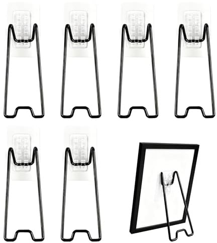 ZHABAYEN 6Pcs Picture Frame Stand, Metal Photo Holder with Self-Adhesive | Back Easel Bracket for Painting Display, Picture Frame Easel for 5.9 to 10.2 inch Frames, Photo Holder Stand Set