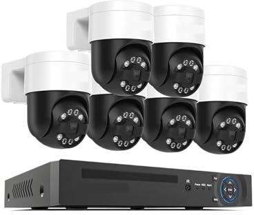 Di Telecamere Sicurezza CCTV PTZ 8CH 4K 5MP 8MP Kit Videosorveglianza Domestica Telecamera IP Esterna Rilevamento Umanoide(2T,6pcs 8MP Camera)