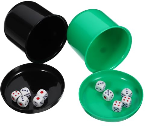 FIXOSHEE 5stücke Würfelspielset mit Würfeln und Becher Robustes Abs-Material für Craps und Backgammon Inklusive Würfeln für Familienabende und Partys Zufällige Farbe