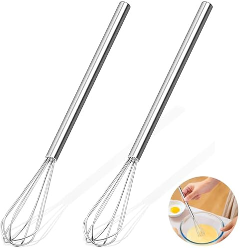 2PCS Mini Whisk, Small Hand Whisk for Mixing Sauces and Eggs, Creating Milk Froth for Coffee, Stainless Steel Balloon Whisk 27 cm Kitchen Tool