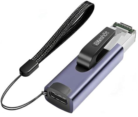 sunshot USB C auf Ethernet Adapter, Tragbarer 1Gbps Gigabit RJ45 auf Type-C (Thunderbolt 4/3 kompatibel) Netzwerk LAN Hub, kompatibel für MacBook Pro/Air, iPhone 16 Pro/Max, iPad Pro, XPS
