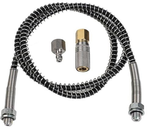 URPIZY Manguera de alta presión 100 cm M10¡Á1 para compresor de aire y bomba manual, acero inoxidable 63MPa con acoplamiento rápido, manguera de repuesto para accesorios de bomba PCP»