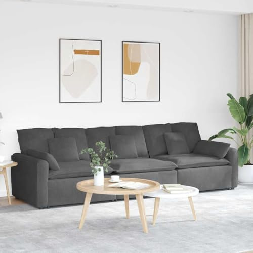 LoogCape Modulares Ecksofa mit Kissen Dunkelgrau für flexible Wohnzimmer-Landschaften, inklusive Schlaffunktion, Bettkasten und Zubehör, vielseitige Sitzelemente, langlebiger Bezug