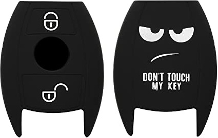 kwmobile Autoschlüssel Hülle kompatibel mit Mercedes Benz 2-Tasten Autoschlüssel (nur Keyless Go) Hülle - Schlüsselhülle Don't Touch My Key Weiß Schwarz