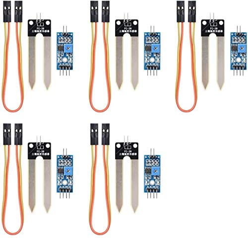 DollaTek Modulo sensore di rilevamento igrometro dell'umidità del Suolo 5 Pezzi YL-69 Sensore Acqua e modulo HC-38 per Arduino