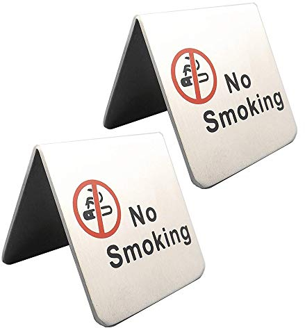 2 Stück Edelstahl Rauchen verboten Schild Zelt Karte doppelseitig Warnung Restaurant Hotel Nichtraucher Schreibtisch Logo Tisch Display Ständer (rot)