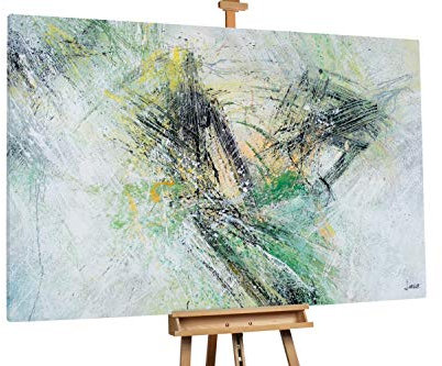 KunstLoft® XXL Gemälde 'Geheimer Smaragd' 180x120cm | original handgemalte Bilder | Abstrakt Schatten Grün Beige | Leinwand-Bild Ölgemälde einteilig groß | Modernes Kunst Ölbild