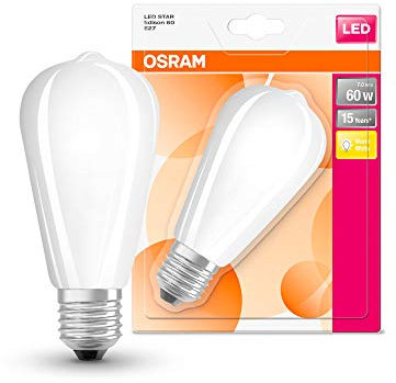OSRAM LED Star Classic Edison, Sockel: E27, Nicht Dimmbar, Warmweiß, Ersetzt eine herkömmliche 60 Watt Lampe, Matt