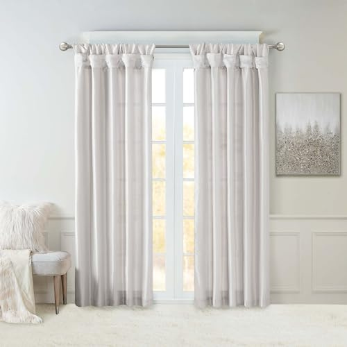 Madison Park Faux Silk Curtain Single Panel for Privacy, 50x108 Silver