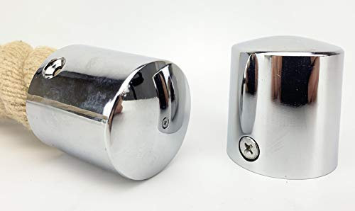 RopeServices UK 40mm Polished Chrome Decking Rope End Cap, Decking Rope Rope End Fixing