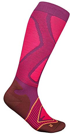 BAUERFEIND Women's Ski Performance Skisocken für Skifahren und Snowboarden, Funktionssocken mit Shin-& Calf Protection Technologie, Pink, M / 41-43