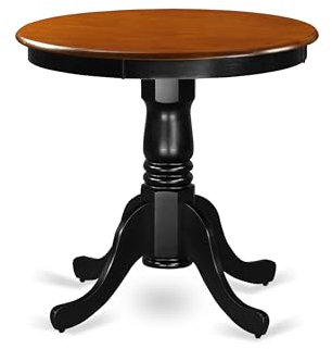 East West Furniture Edan - Mesa de Comedor Muebles con Superficie de Cerezo y Patas de Acabado Negro con Marco de Madera Maciza
