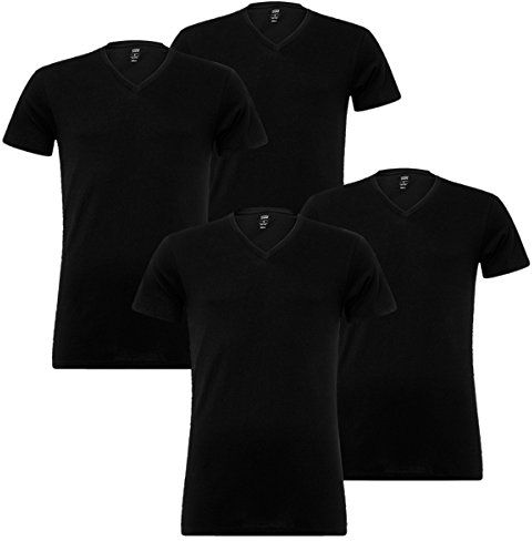 4 er Pack Levis V-Neck T-Shirt Men Herren Unterhemd V-Ausschnitt, Farbe:884 - Jet Black, Bekleidungsgröße:L