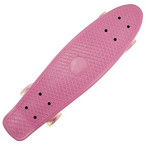 HTYG Kinder Skateboard-Skateboard Komplette Mini Retro Skateboard 22 Zoll-für Kinder Anfänger Teens Erwachsene-LED Licht up Räder-All-in-One Skate T-Tool (Rosa)