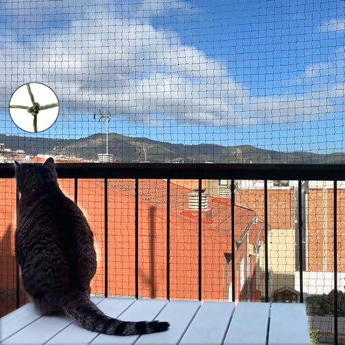 Ancecos Filet de sécurité pour Chat (Filets de Balcon) avec Fil renforcé, 2x1.5m; résistant aux morsures; Vert Olive