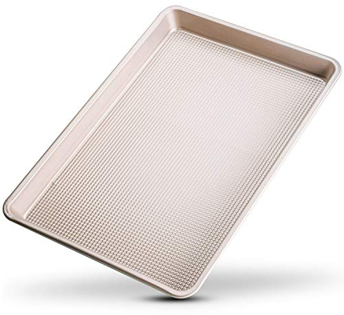 Antihaftbeschichtete HalbblechBackform – 33 x 45 cm mit halbem Rand Backblech – perfektes Keksblech zum Backen und Braten – langlebig, verwindungsfest, überlegenes Backdesign – lebensmittelechte
