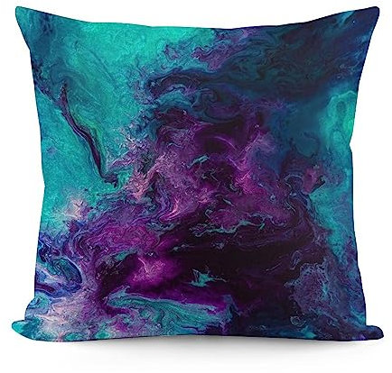 Yokepoh Kissenbezug aus Samt, violett, blaugrün, türkis, Galaxie, dekorativ Zierkissen für Bett, Couch, Sofa, Wohnzimmer, 45,7 x 45,7 cm