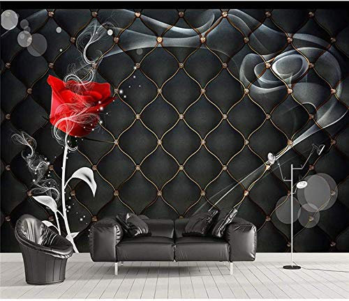 XiuTaiLtd Custom Dark Floral Photo Wallpaper - Red Rose Black Background Wall Mural Living Room Bedroom Sofa Home Decoration-450x315 CM