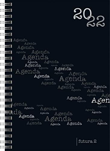 rido/idé 7021105902 Buchkalender futura 2, 2 Seiten = 1 Woche, 148 x 208 mm, PP-Einband Agenda schwarz, Kalendarium 2022, Wire-O-Bindung