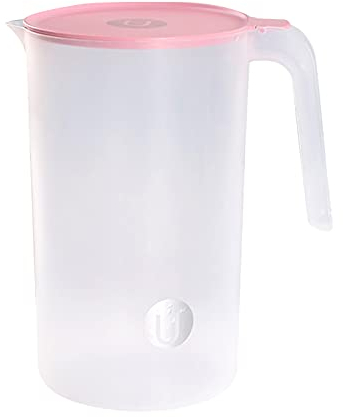 1 pichet en plastique pour eau froide, jus, lait, boissons - Grande capacité - Nettoyage facile - Pichet en plastique PP - Pichet passoire - Bouteille d'eau - Rose - S