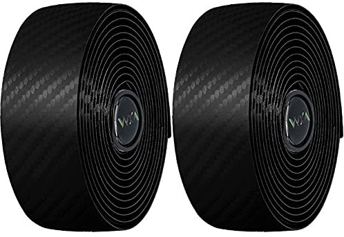 Bicycle Handlebar Tape, Carbon Fiber PU&EVA Road Bike Bar Tape Non-Slip Cycling Handle Wraps for Mountain Bike 2 Rolls per Set (Black)