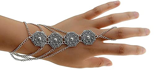 SONGK Bohemian Vintage Gypsy Multilayers Finger Hand Harness Geschnitzte Blume Gliederarmband Für Frauen Tribal Türkische Party Schmuck Geschenk