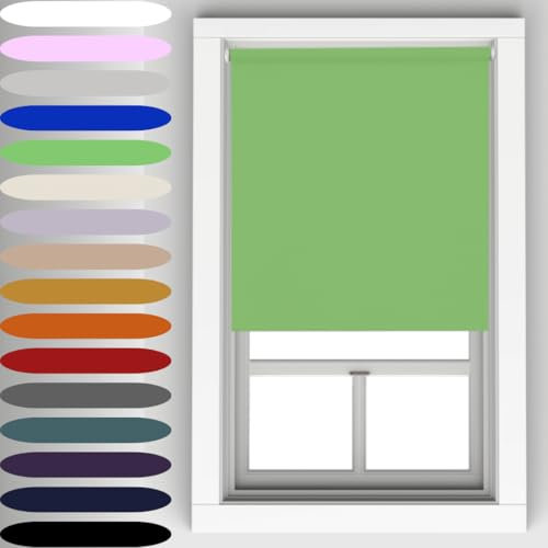 Caecus Lime Green Blackout Roller Blinds Made To Measure Window Blinds Easy Fit Child Safe Thermal Properties Home Office Fitting Included Up To 120cm Width x Up To 160cm Drop