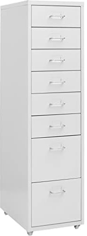 vidaXL Aktenschrank mit Rollen Rollcontainer Bürocontainer Schubladenschrank Büroschrank Metallschrank Schrank Grau 28x41x109cm Metall