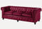 MASSIVMOEBEL24.DE | Chesterfield Sofa 3-Sitzer aus Echtleder #403 | aus echtem Büffel-Leder - Rot | 216x82x75 cm | mit Nieten | Couch Polstercouch 3er Sitzer