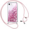 Vauki Cover per iPhone 6/iPhone 6s con Cordino,Trasparente Glitter Liquido Antiurto Brillantini Tracolla Custodia,Silicone Bumper Laccio Sabbie Donna Protettivo Case per iPhone 6S,Rosa