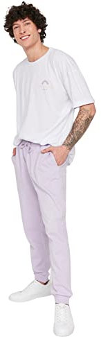 Trendyol Pantaloni della Tuta Regular Vita Normale Uomo, Lilla, S