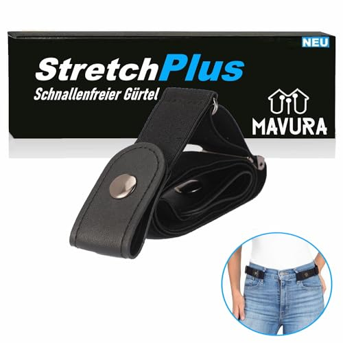 MAVURA StretchPlus Super Elastischer Gürtel Ohne Schnalle Schnallenfreier Stretch Gürtel Damen Herren Dehnbar Unsichtbar