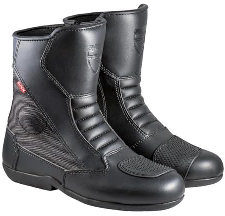 CURVE Stivali Moto Magnes WP Neri | Uomo e Donna | Microfibra | Uso urbano | Protezioni caviglia e tallone, dettagli riflettenti, cerniera, suola antiscivolo| Omologato CE, Nero , 46 EU