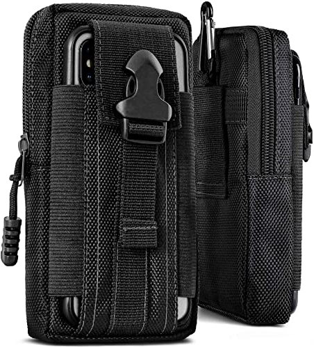 ONEFLOW Survival Case für Samsung B2710 Handy Gürteltasche aus Nylon mit Karabiner, Taktische EDC Tasche mit Gürtel Halterung, Handyhülle Outdoor Handytasche, Schwarz